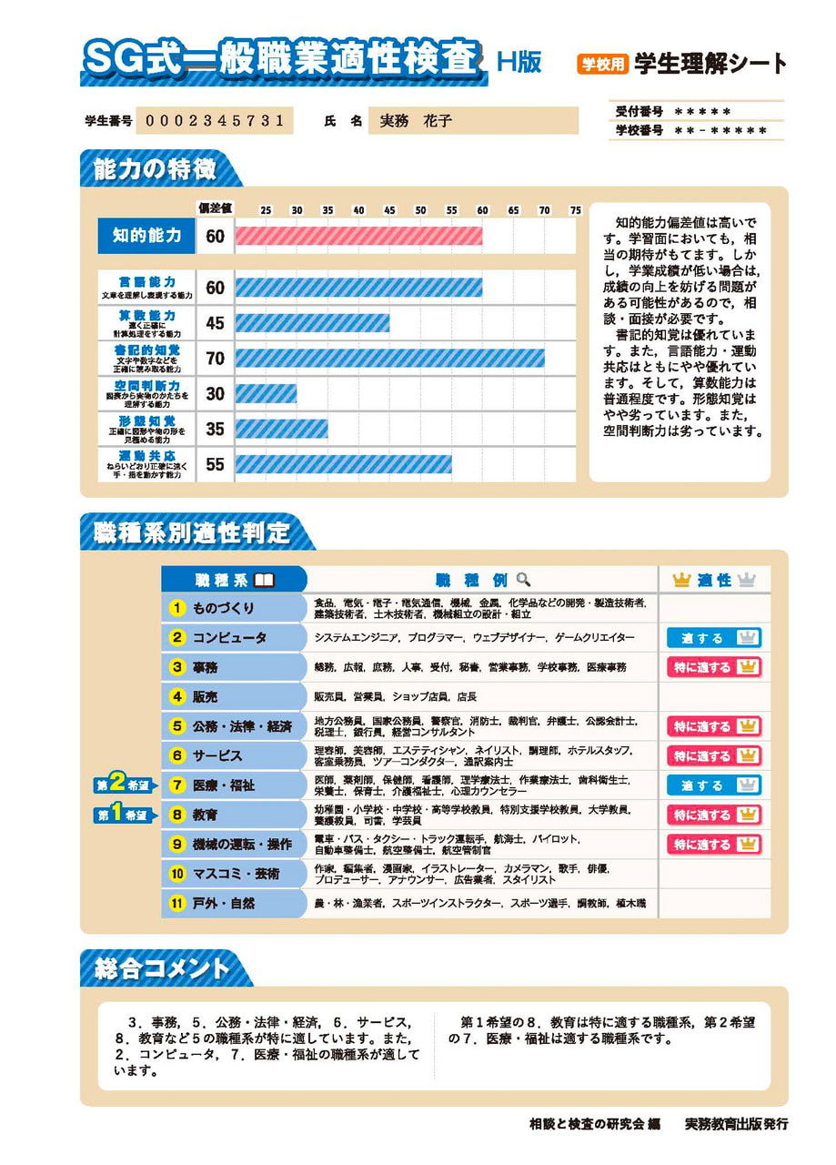 SG式一般職業適性検査【H版】| 教材NAVI：大学・短期大学向け事業